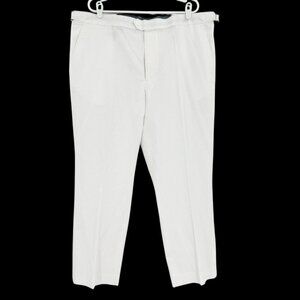 Stafford Men's Flat Front Classic Side Buckle Lined Blend White Pants 42x30 NWT